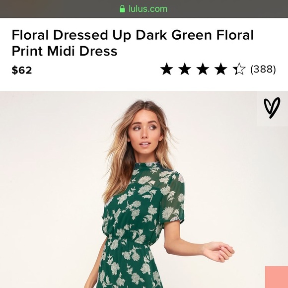 floral dressed up dark green floral print midi dress